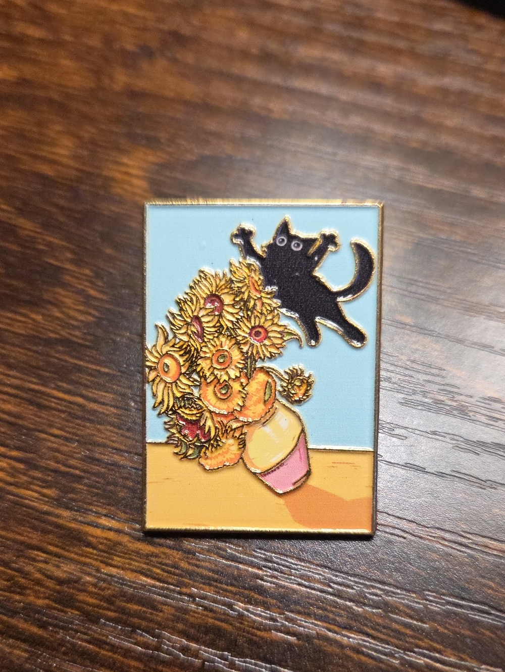 Black Cat Sunflower Enamel Pin - Pets Cat Accessory